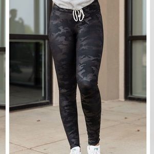 Spanx faux leather camo leggings